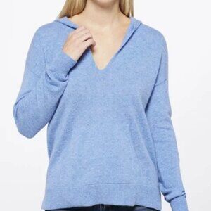 LUSSO CHLOE CASHMERE STONE WASH BLUE HOODIE SWEATER MEDIUM